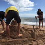 Building Sand Castles on Exmouth Beach